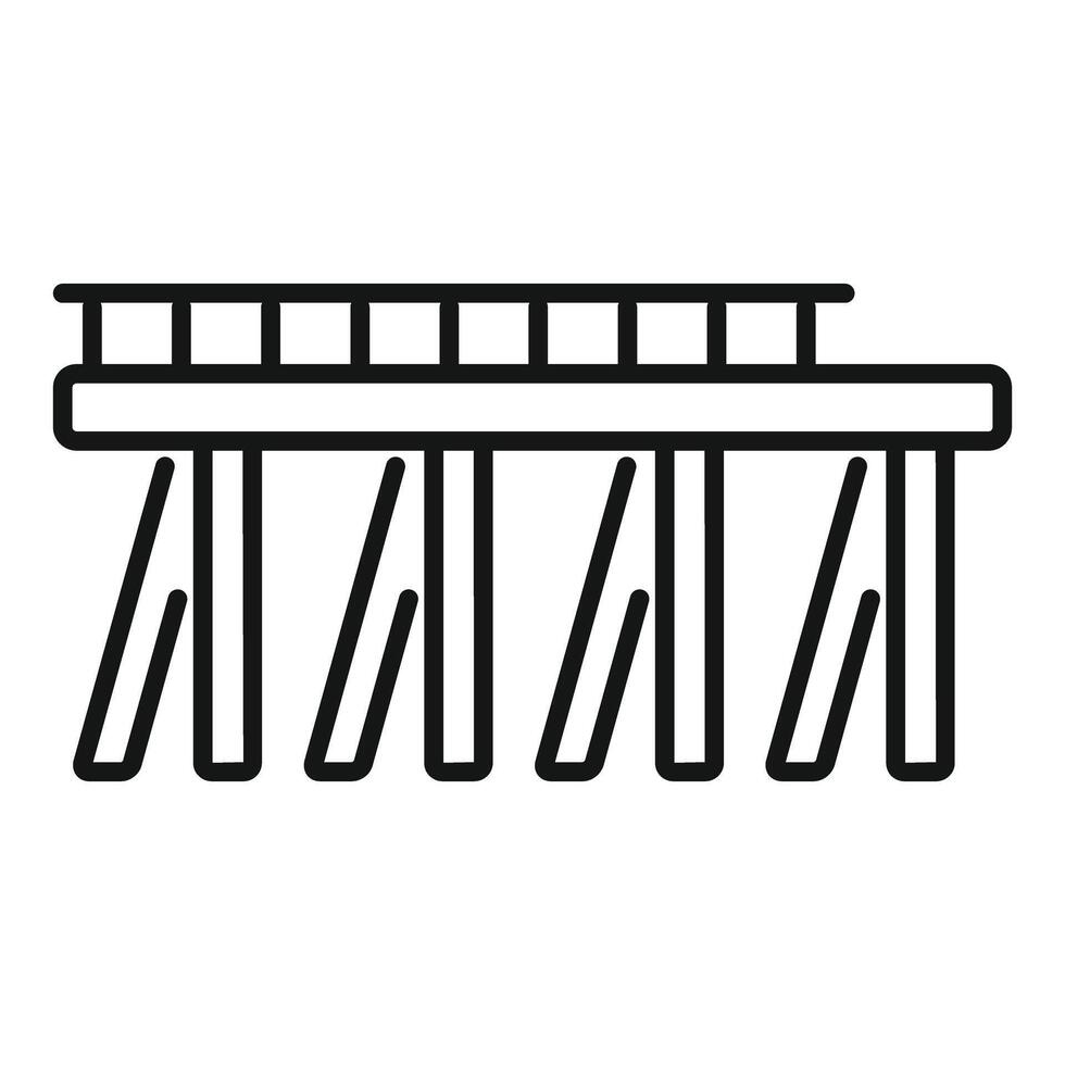 Bridge construction site connecting land over water with strong support beams vector