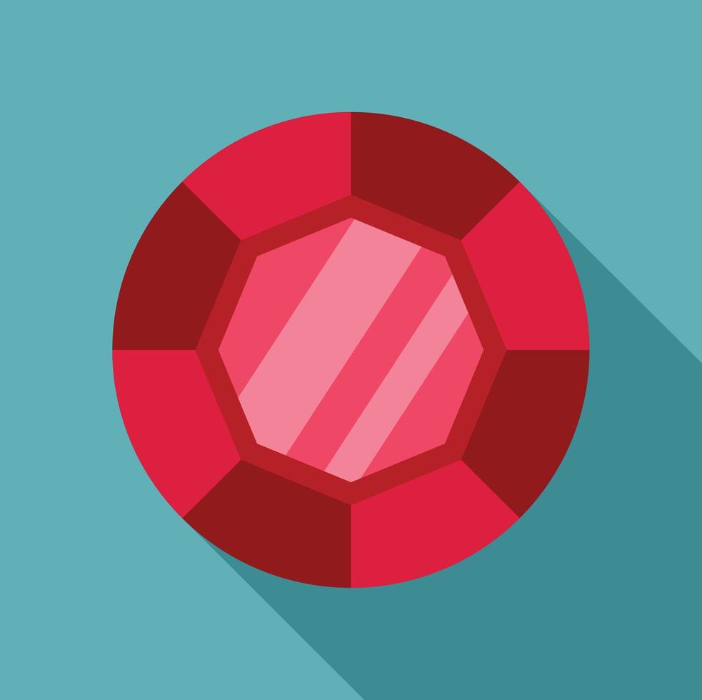 Round red ruby gemstone shining brightly vector