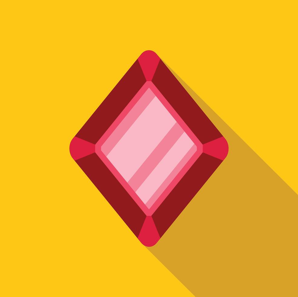 Square cut pink diamond shining on yellow background vector
