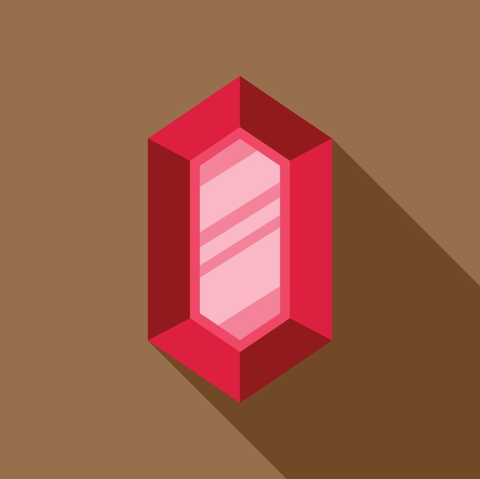 Red gemstone shining with bright light reflection vector