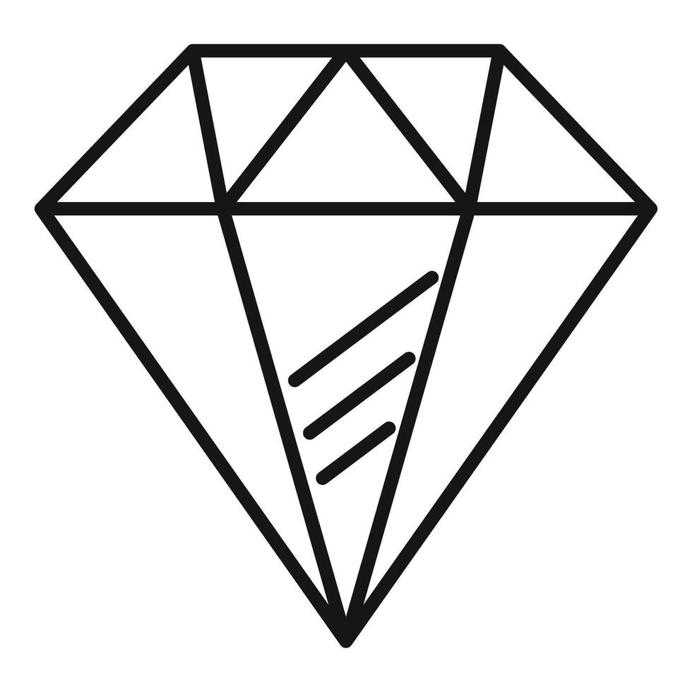 Diamond icon with lines reflecting light shining brightly vector