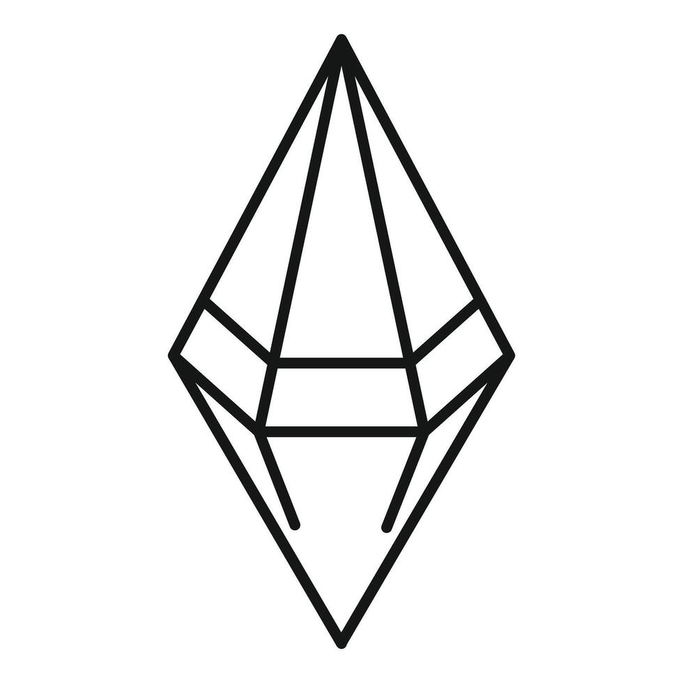 Line art vector illustration of a faceted diamond shape