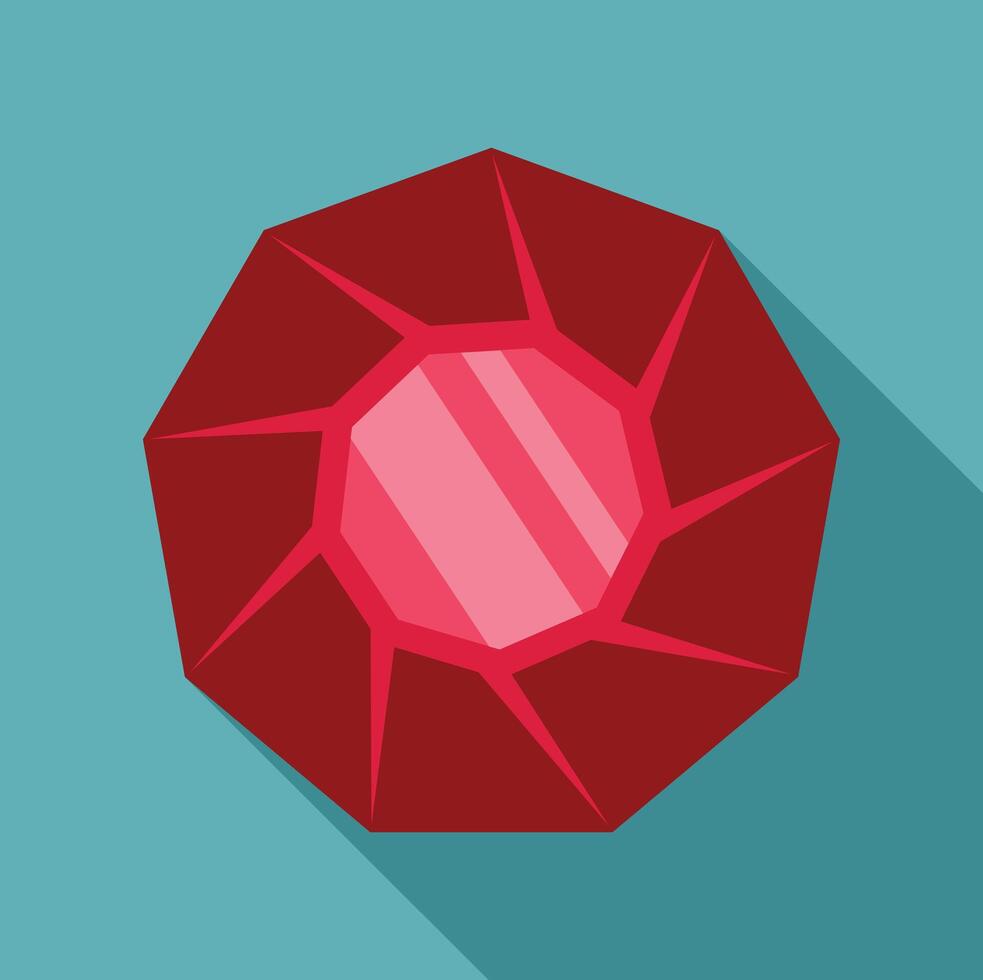 Red gemstone shining brightly on blue background vector