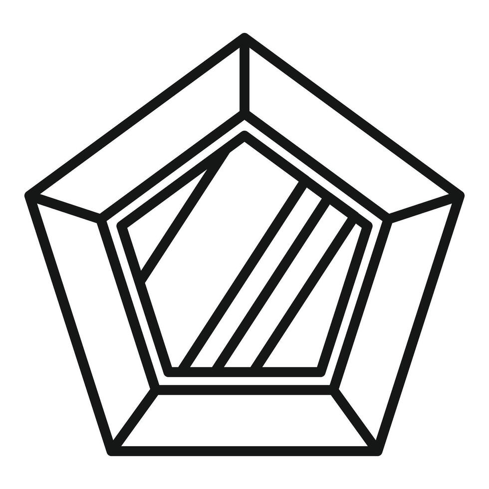 Pentagon shape mirror reflecting light in black and white line art style vector
