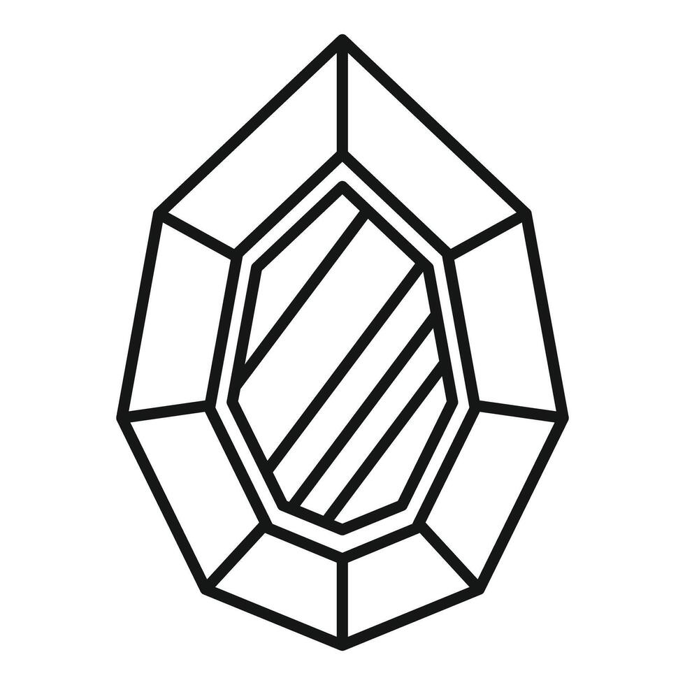 Black and white line drawing of a faceted gemstone shining brightly vector