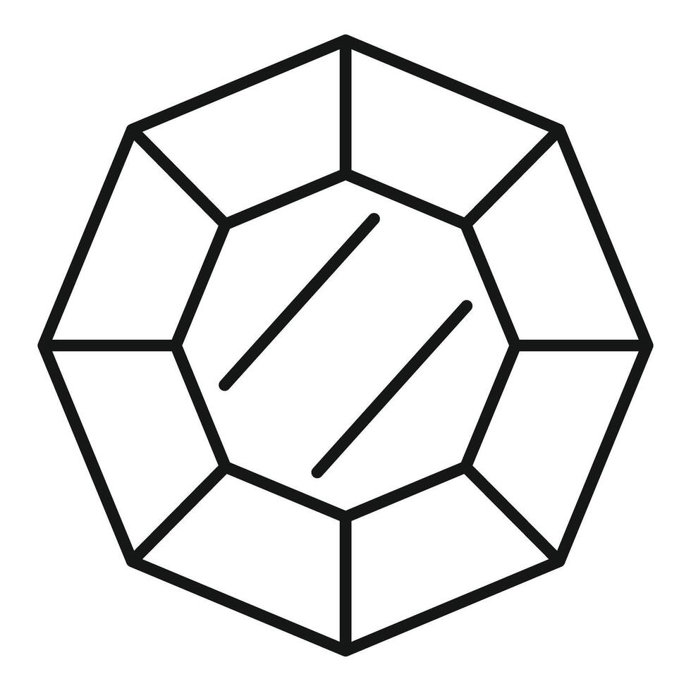 Octagon gemstone shining with facets line icon vector