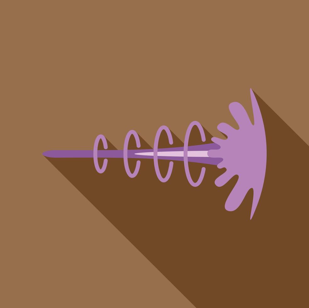 Purple laser beam emitting from source with swirls of energy vector