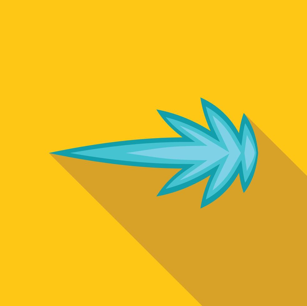Blue magic ray flying with long shadow on yellow background vector