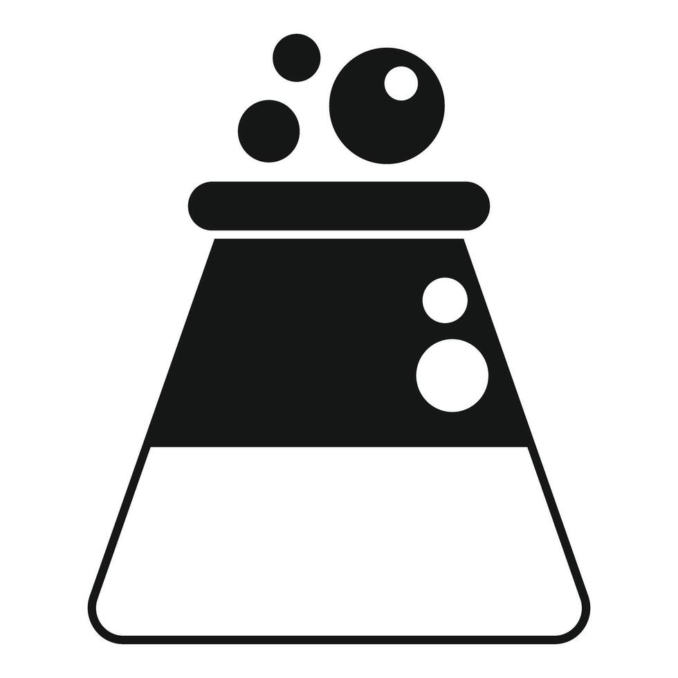 Chemical flask bubbling experiment icon simple style vector