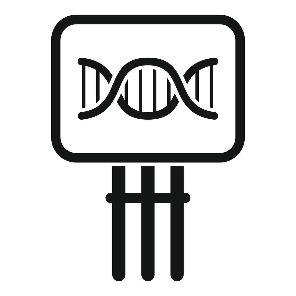 Gmo engineering equipment working with dna chain icon, outline style vector