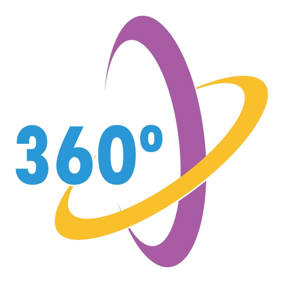 360 degrees symbol showing total coverage concept vector