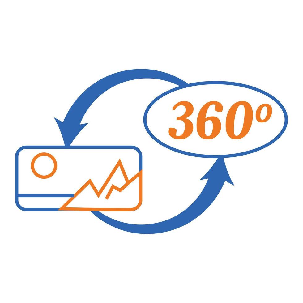 360 degree image rotation showing landscape picture vector