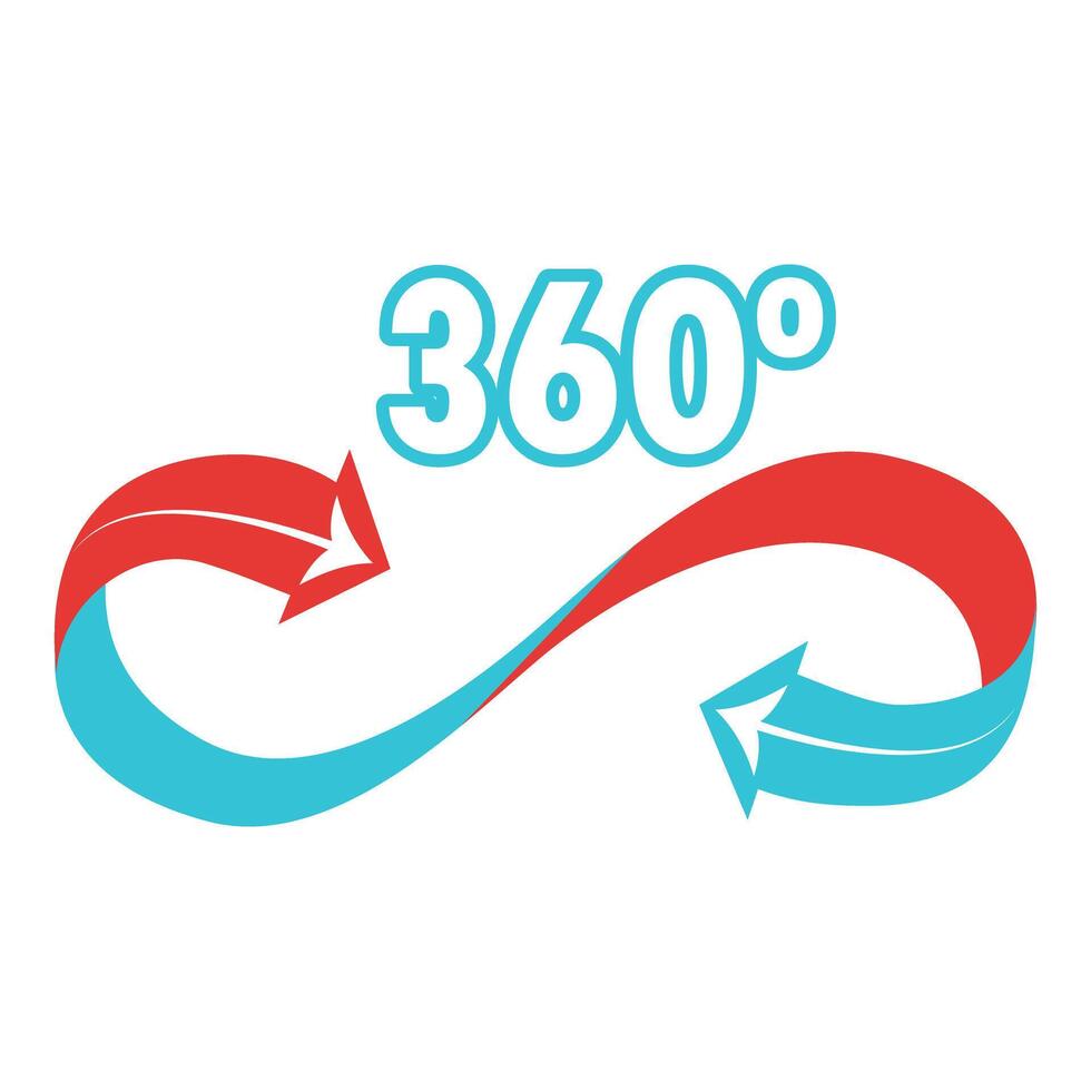 360 degree angle showing continuous process with arrows vector