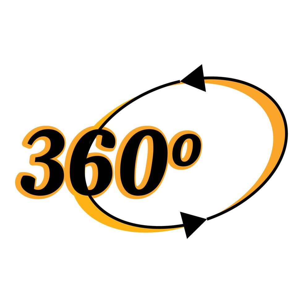 360 degree rotation sign with arrows going around vector