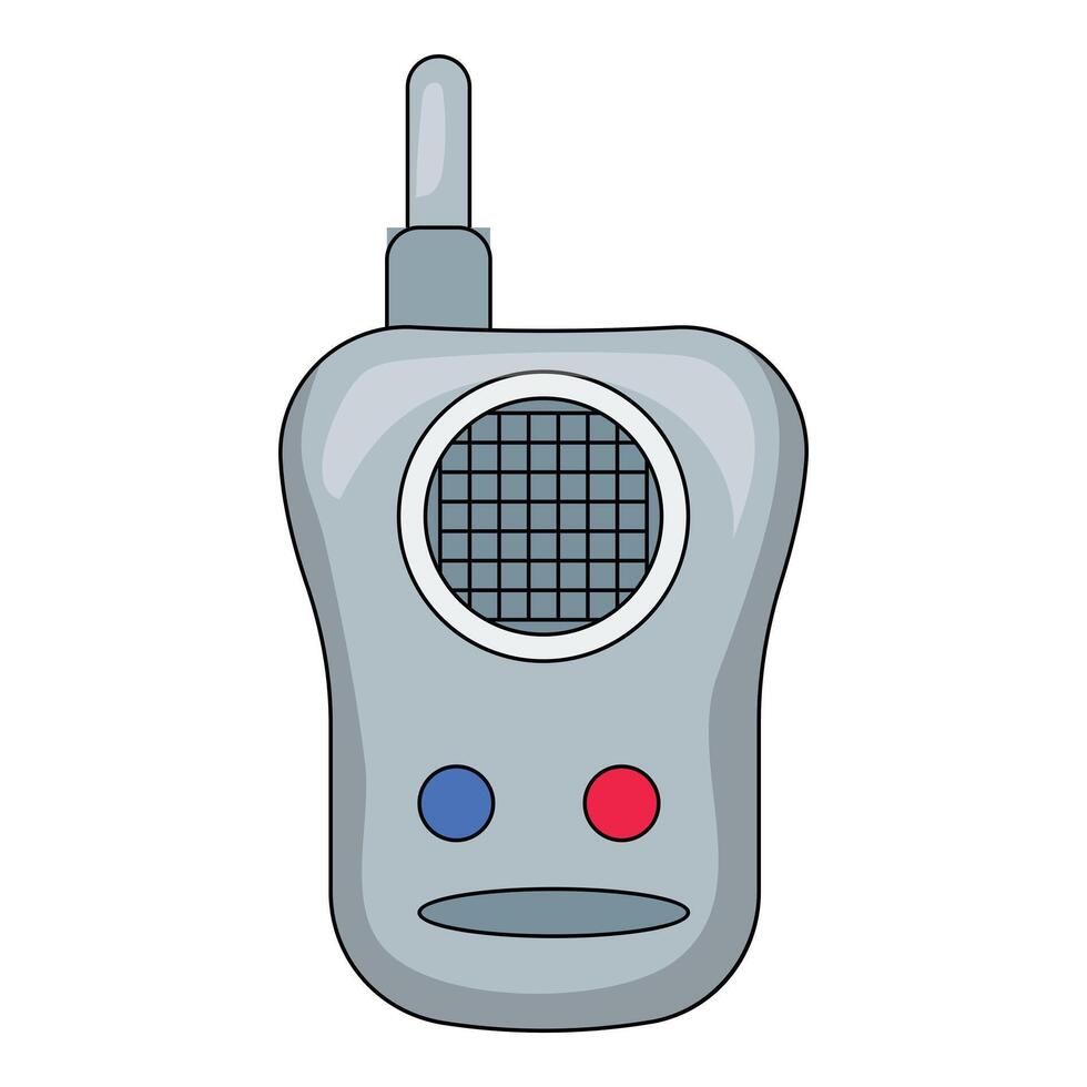 Gray walkie talkie transmitting messages on white background vector