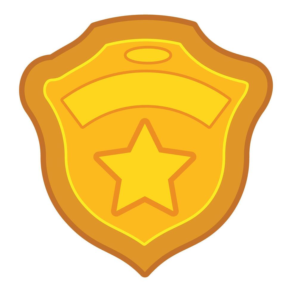 Golden sheriff badge with blank banner for adding text vector