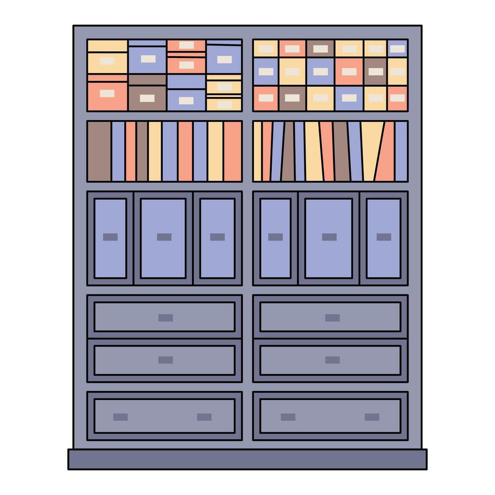Large office cabinet displaying organized files and folders vector