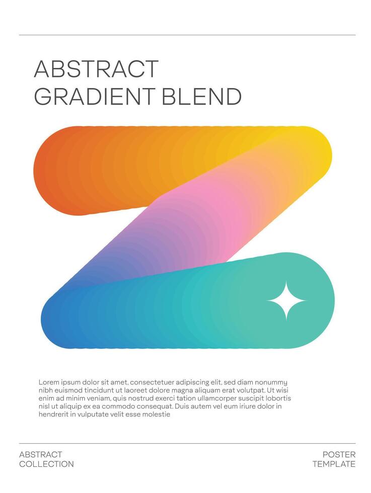 Minimalist poster design template with dynamic gradient blend shape. vector