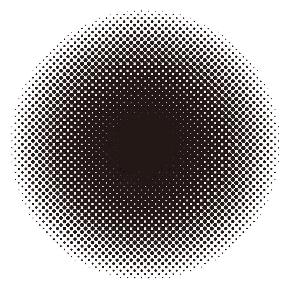 Monochrome Dark Round Gradation Screen Tones Isolated On A White Background. vector