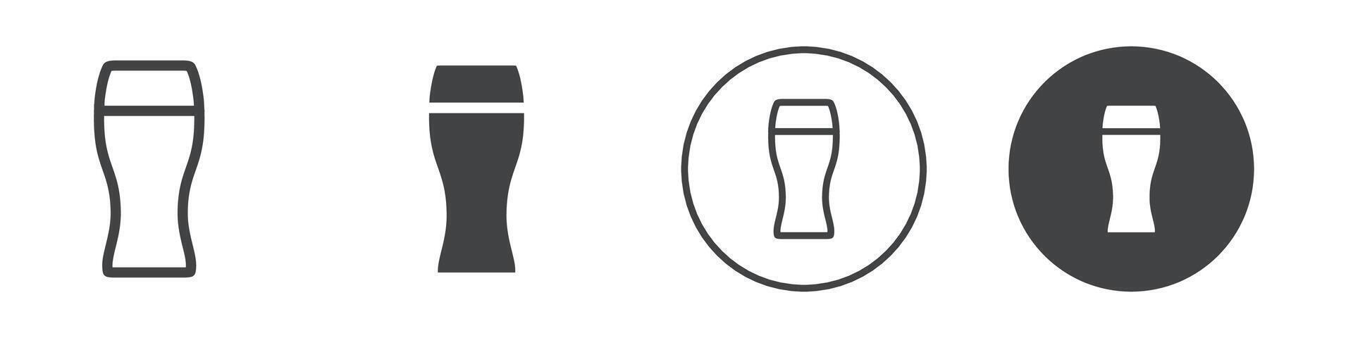 Beer pint glass icon logo outline vector