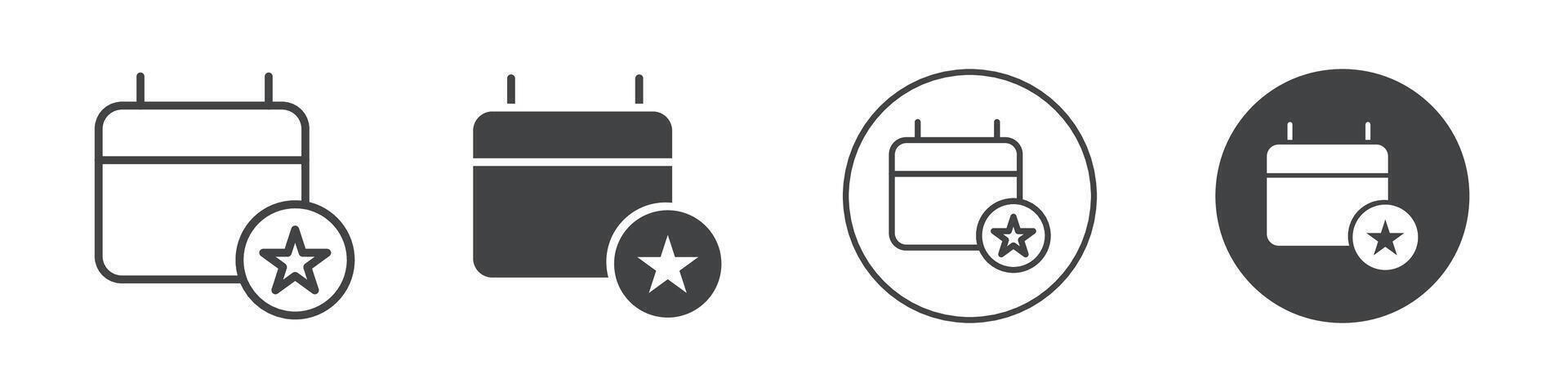 Calendar with a star icon logo outline vector