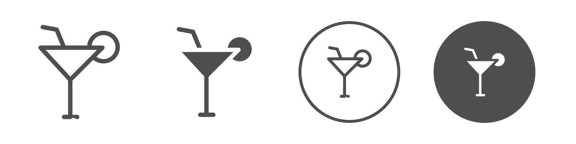 Cocktail glass with straw icon logo outline vector