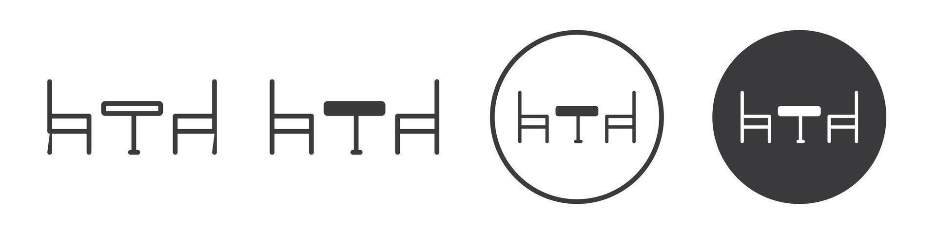 Dining table with chairs icon logo outline vector