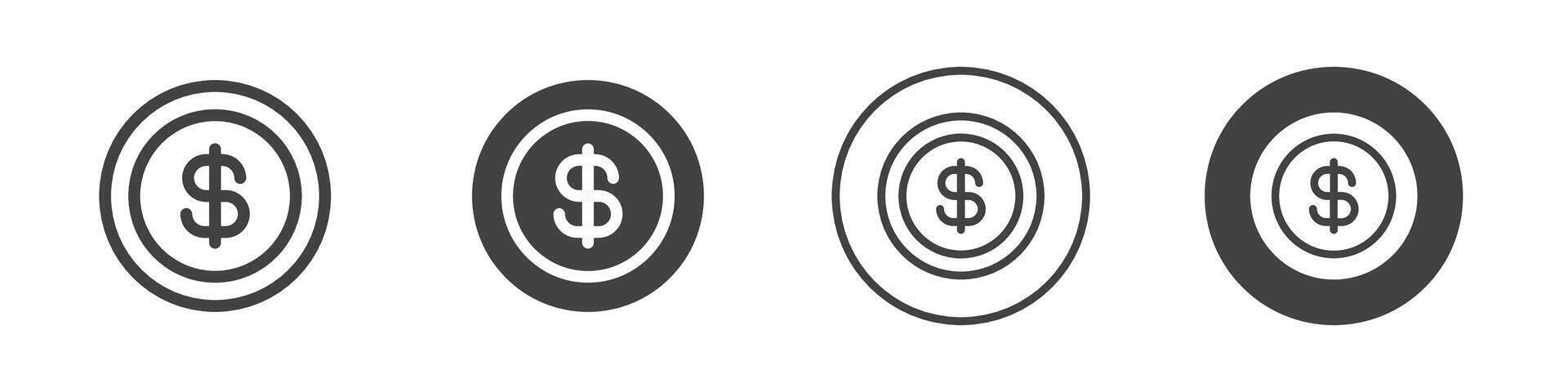 Dollar Coins icon logo outline vector