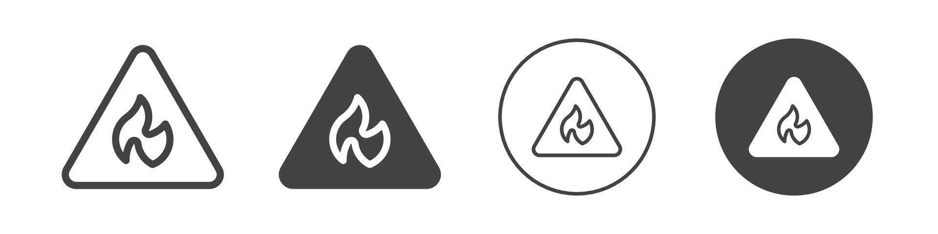 Fire Flame inside a triangle icon logo outline vector
