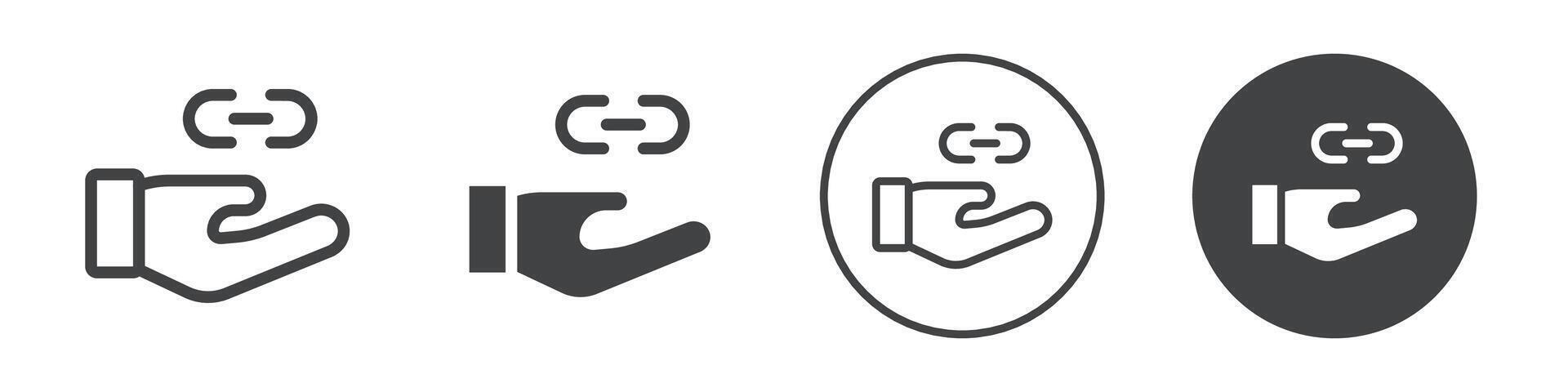 Hand with a link chain icon logo outline vector
