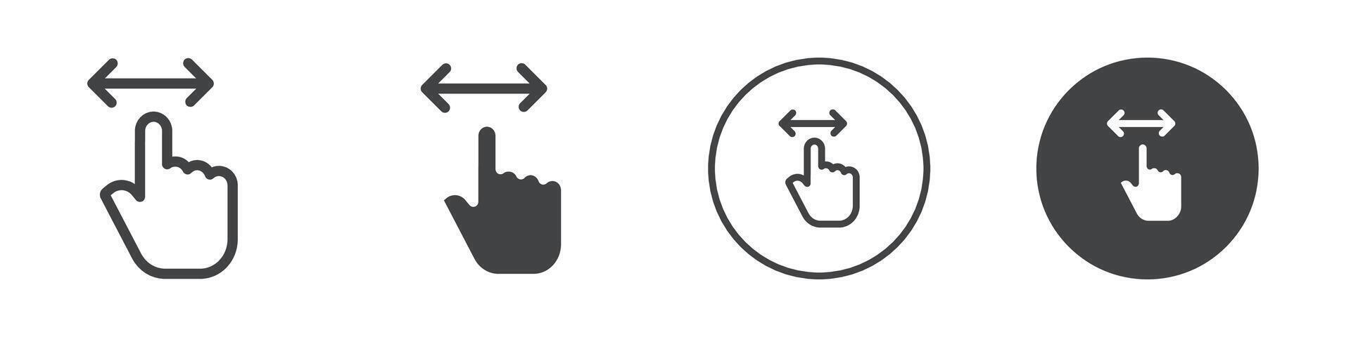 Horizontal swipe gesture icon logo outline vector