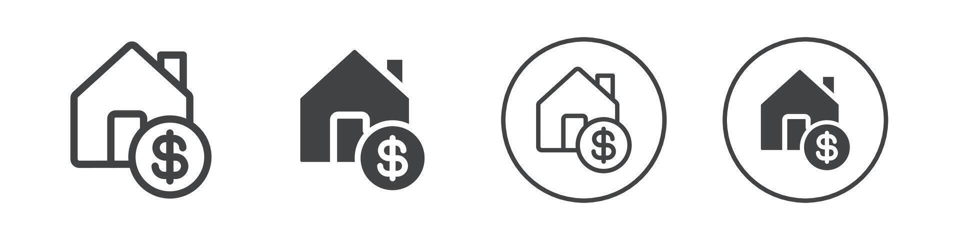 House price icon logo outline vector
