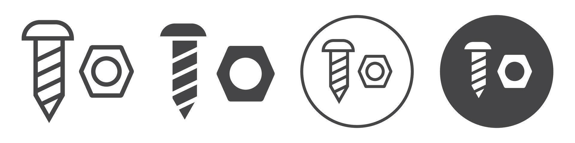Nut and bolt icon logo outline vector