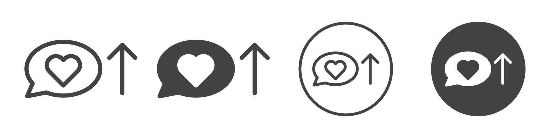 Speech bubble with heart and upward arrow icon logo outline vector