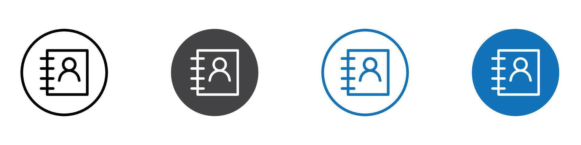 Address book icon flat editable icon mark set. vector