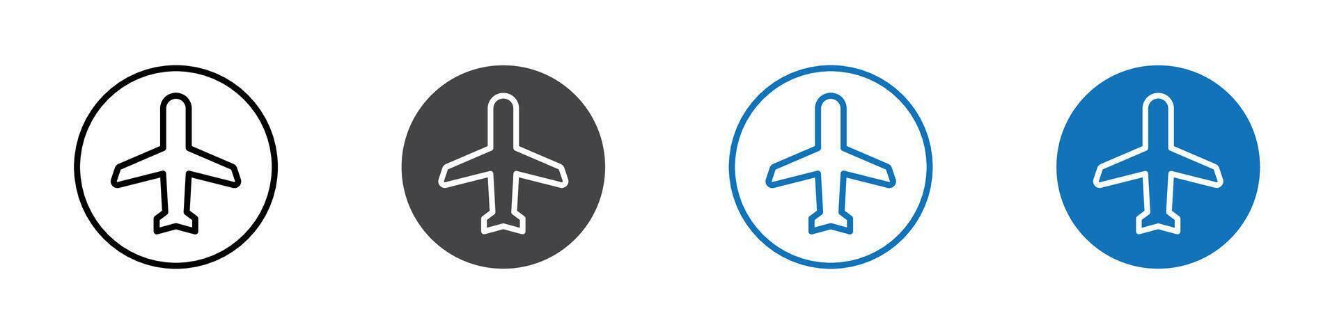 Aeroplane icon flat editable icon mark set. vector