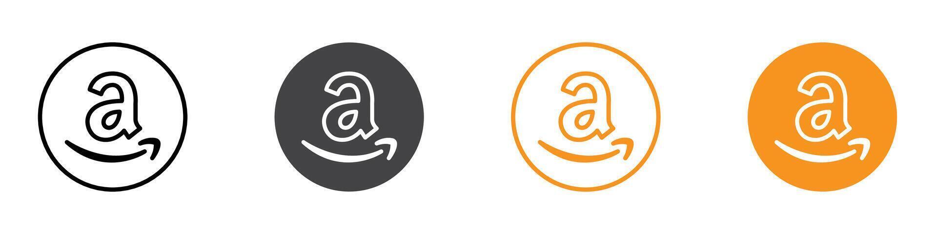 Amazon icon flat editable icon mark set. vector