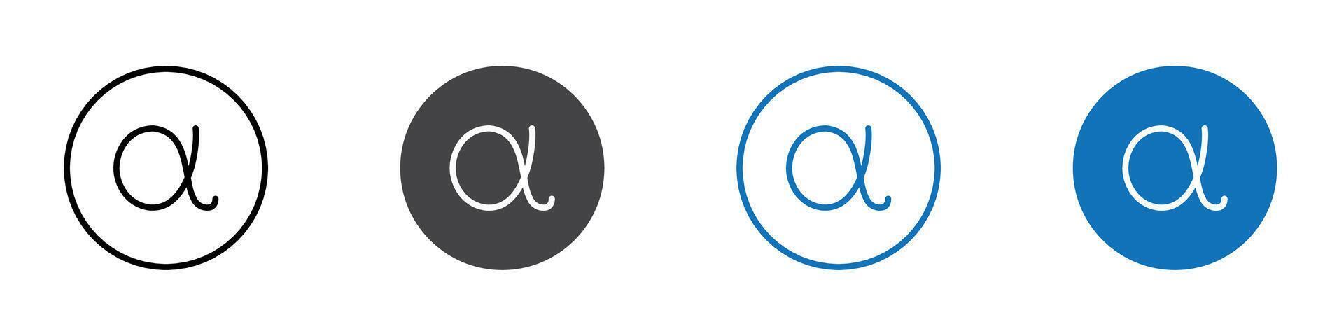 Alpha icon flat editable icon mark set. vector