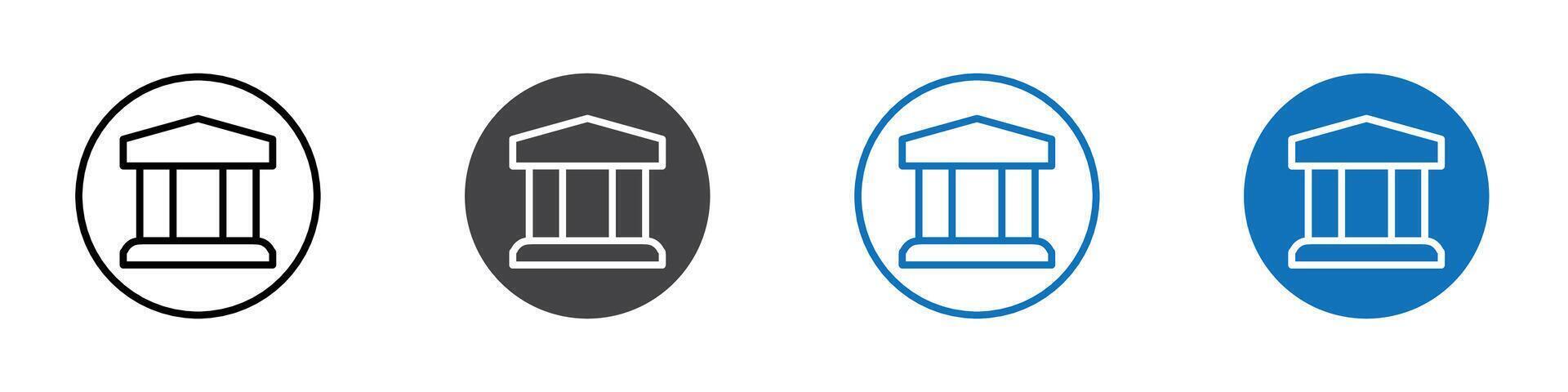 Bank icon flat editable icon mark set. vector