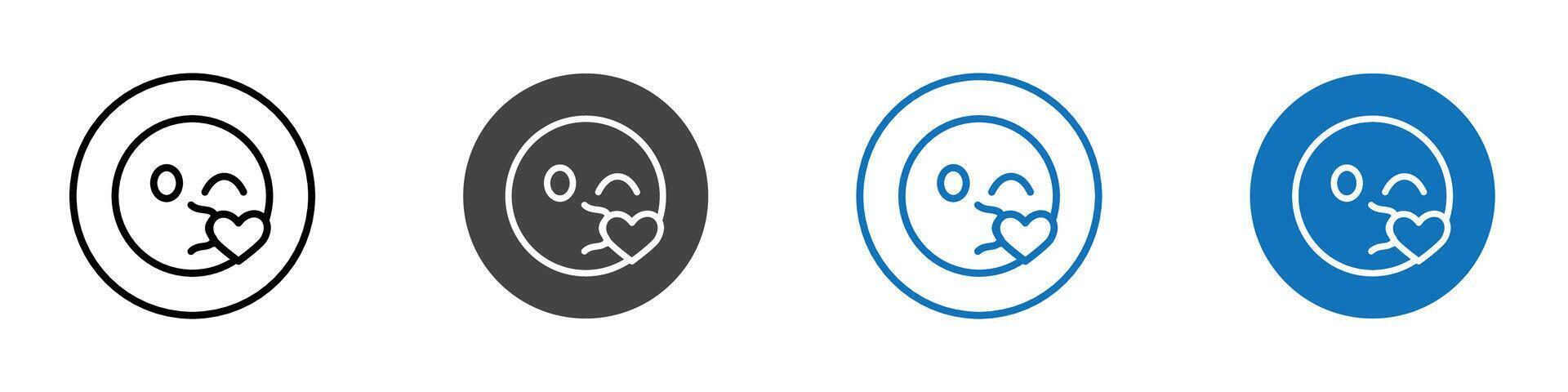 Blowing kiss emoji icon flat editable icon mark set. vector