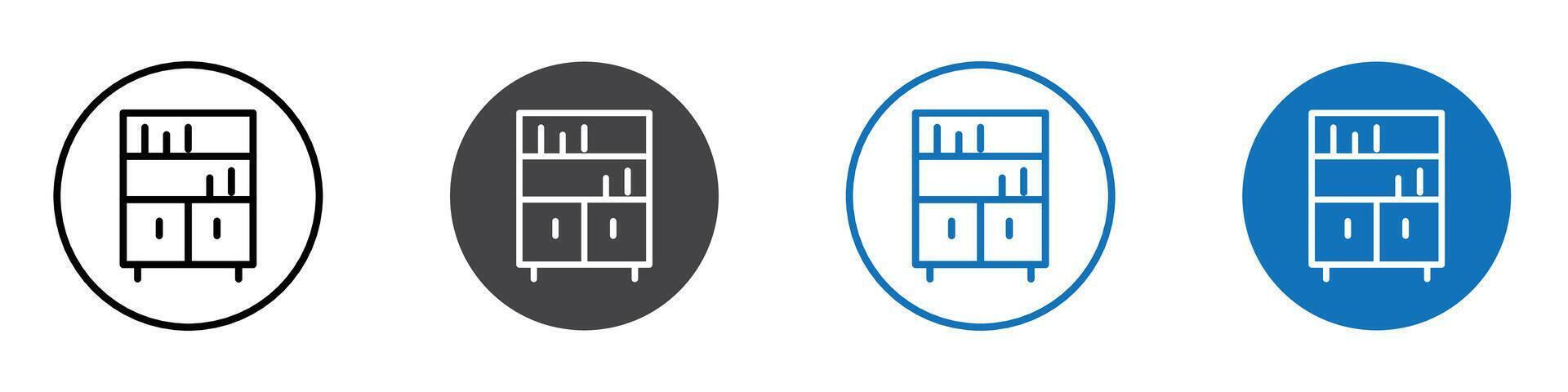 Book shelf icon flat editable icon mark set. vector