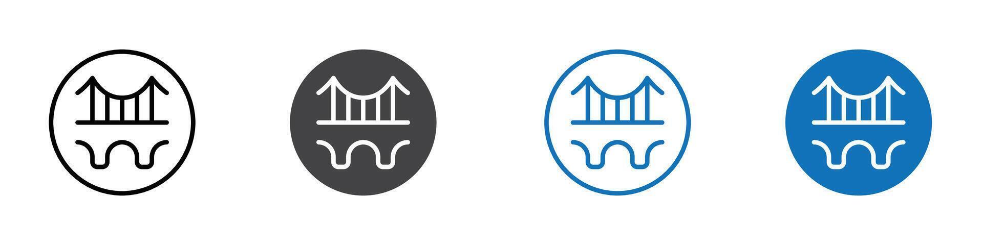 Bridge icon flat editable icon mark set. vector