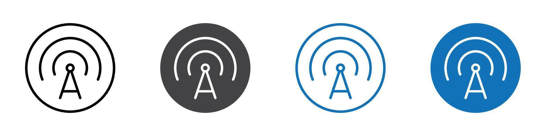 Broadcast icon flat editable icon mark set. vector