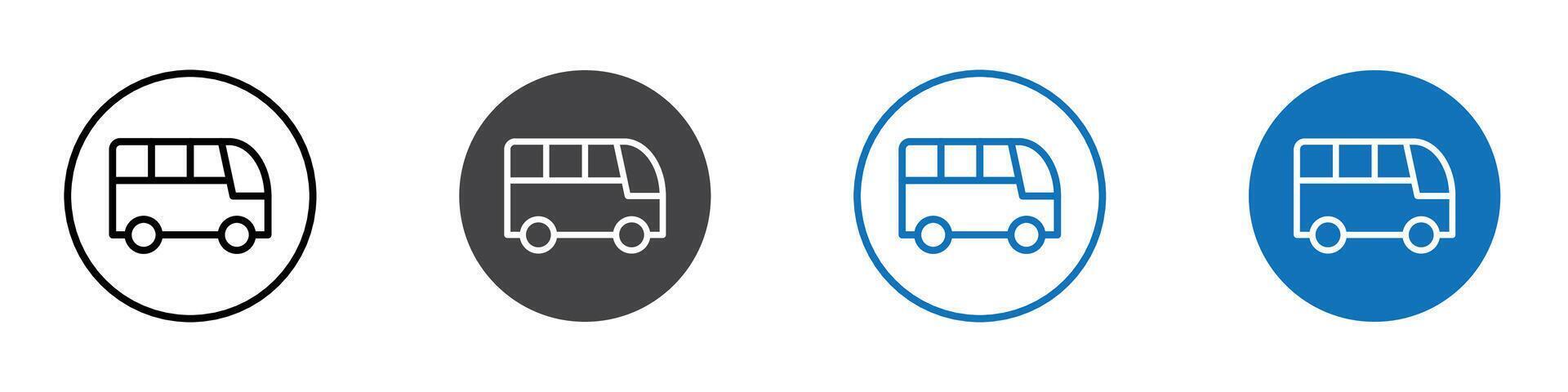 Bus icon flat editable icon mark set. vector
