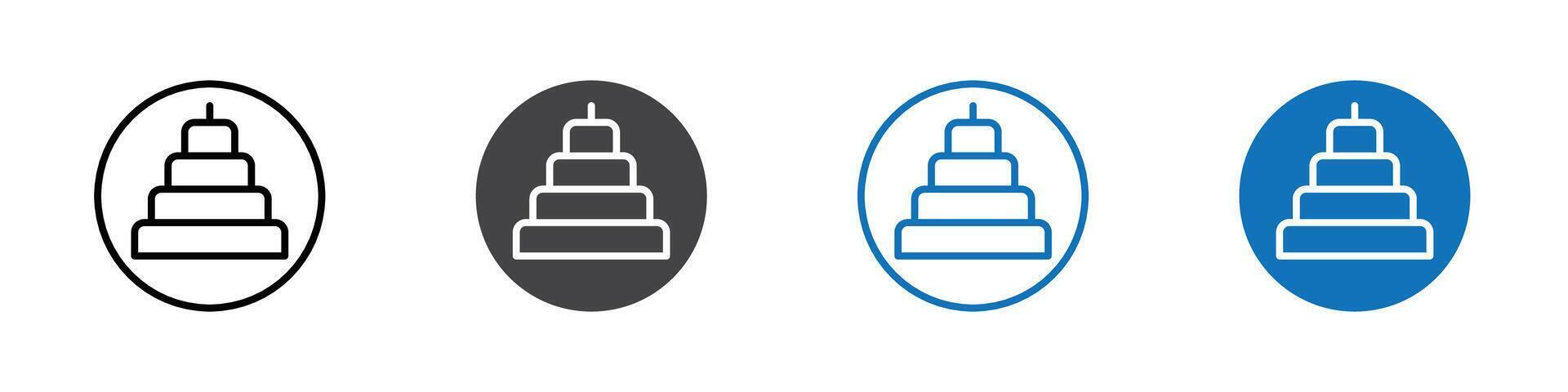 Cake icon flat editable icon mark set. vector