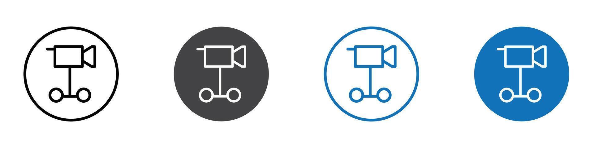 Camera wheels icon flat editable icon mark set. vector