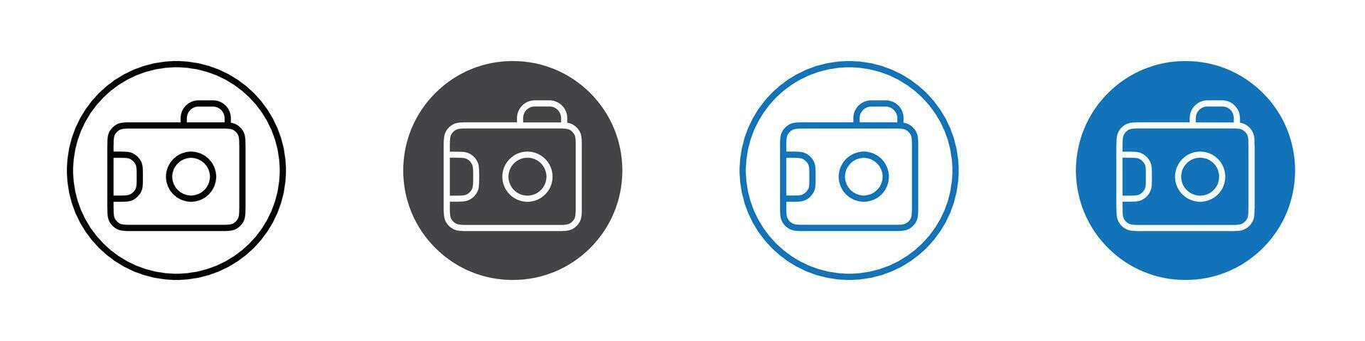 Camera icon flat editable icon mark set. vector