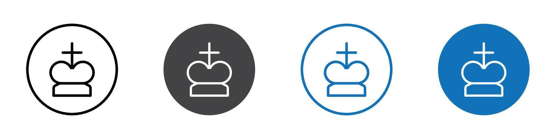 Chess king icon flat editable icon mark set. vector