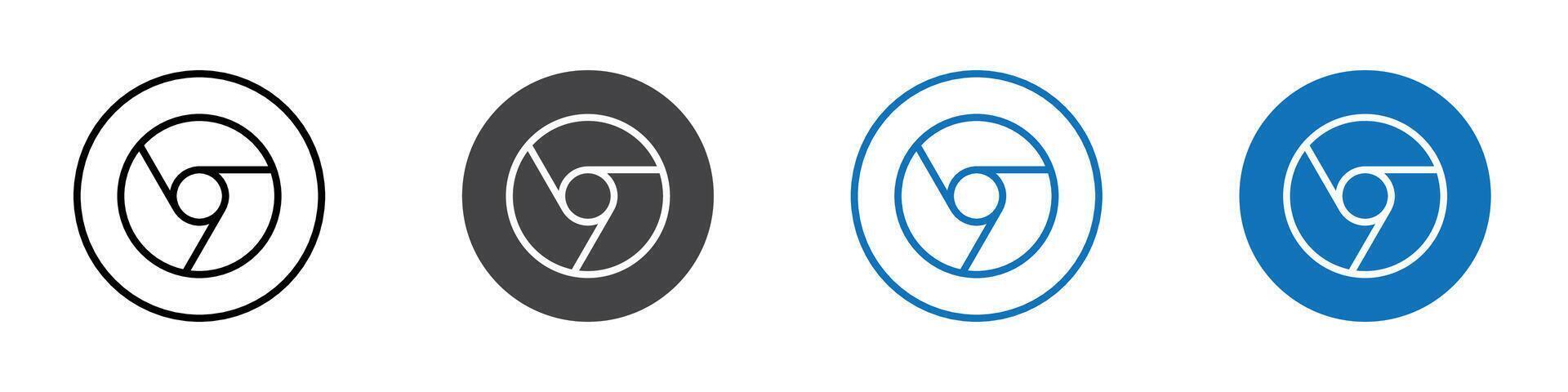 Chrome icon flat editable icon mark set. vector