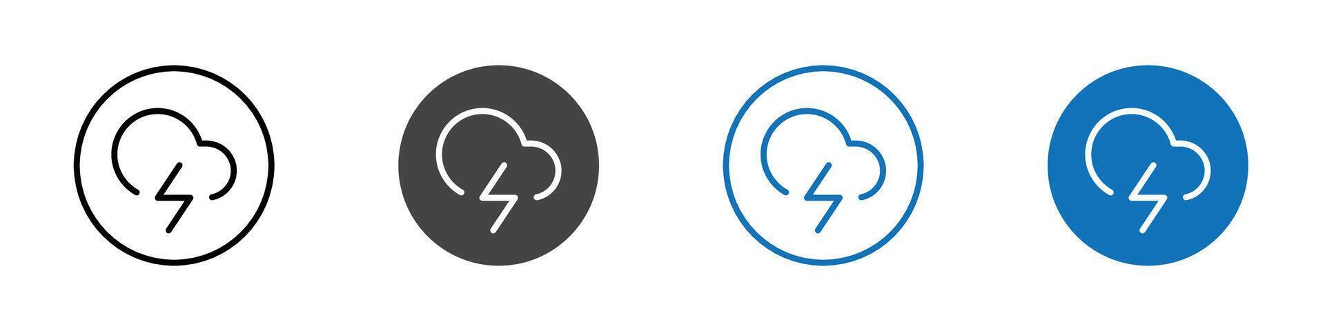 Cloud lightening icon flat editable icon mark set. vector